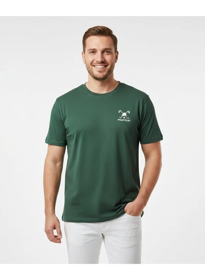 لعب البولو تيشيرت رجالي مطبوع أخضر